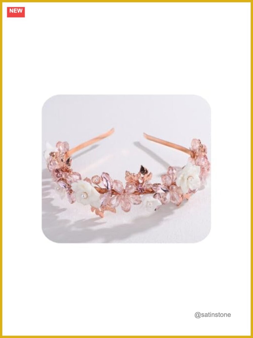 Rhinestone Flower Leaf Hair Crown Bridal Headband Elegant Women's Hair Accessory